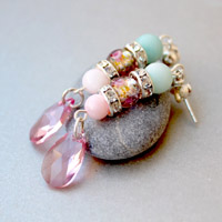 Amazonite and Mother of Pearl Drop Earrings
