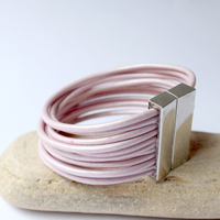 Sugar Pink Leather Cuff Bracelet