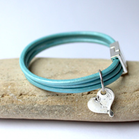 Sky Blue Leather Bracelet