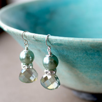 Crystal Teardrop and Pearl Earrings