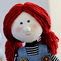 Handmade Freckle Face Fabric Doll