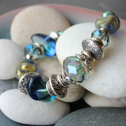 Mediterranean Colours Bracelet with Murano Glass Hearts